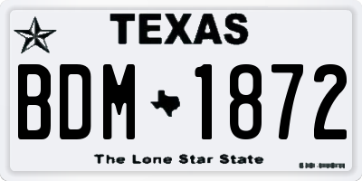 TX license plate BDM1872