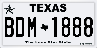 TX license plate BDM1888