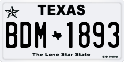 TX license plate BDM1893
