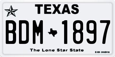 TX license plate BDM1897