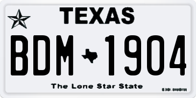 TX license plate BDM1904