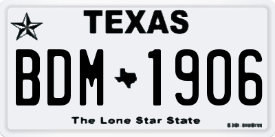 TX license plate BDM1906