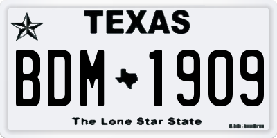 TX license plate BDM1909