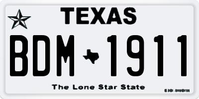 TX license plate BDM1911