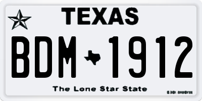 TX license plate BDM1912