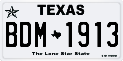 TX license plate BDM1913