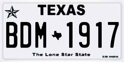 TX license plate BDM1917