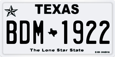 TX license plate BDM1922