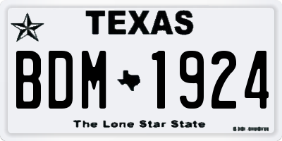 TX license plate BDM1924