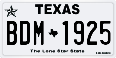 TX license plate BDM1925