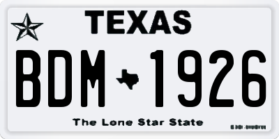 TX license plate BDM1926