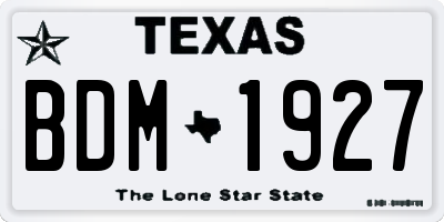 TX license plate BDM1927