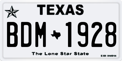 TX license plate BDM1928
