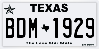 TX license plate BDM1929