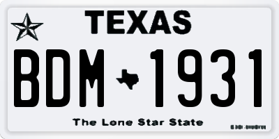 TX license plate BDM1931