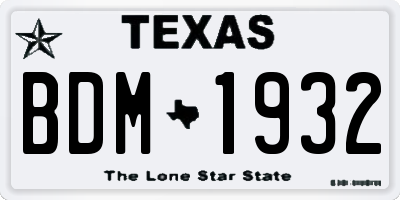 TX license plate BDM1932