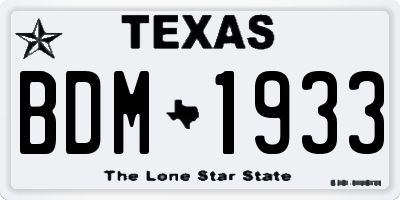 TX license plate BDM1933