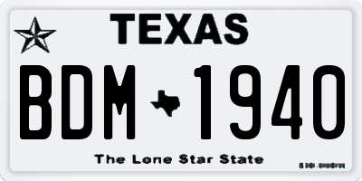 TX license plate BDM1940