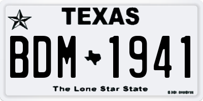 TX license plate BDM1941