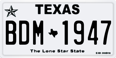 TX license plate BDM1947