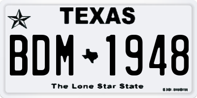 TX license plate BDM1948