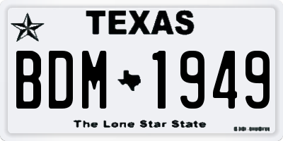 TX license plate BDM1949