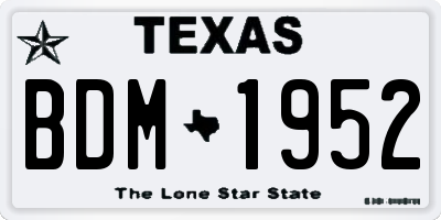 TX license plate BDM1952