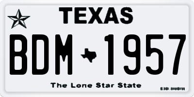 TX license plate BDM1957