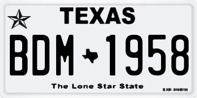 TX license plate BDM1958