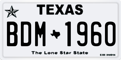 TX license plate BDM1960