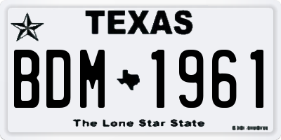 TX license plate BDM1961