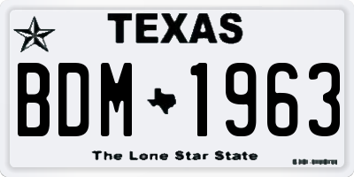TX license plate BDM1963