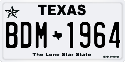 TX license plate BDM1964