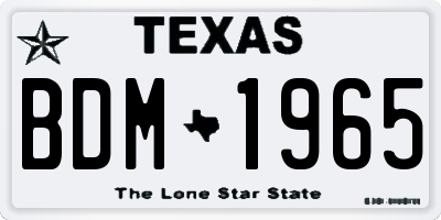 TX license plate BDM1965