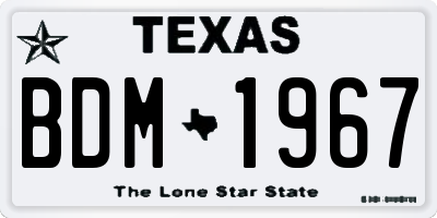 TX license plate BDM1967