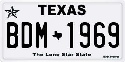 TX license plate BDM1969