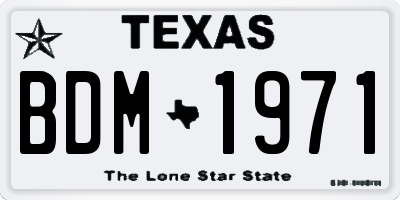 TX license plate BDM1971