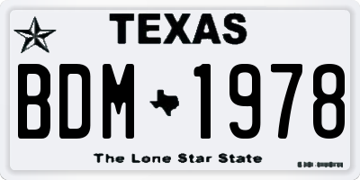 TX license plate BDM1978