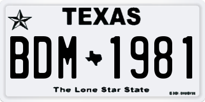 TX license plate BDM1981