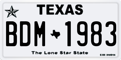 TX license plate BDM1983