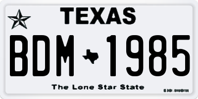 TX license plate BDM1985