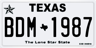 TX license plate BDM1987