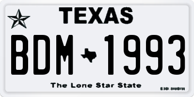 TX license plate BDM1993