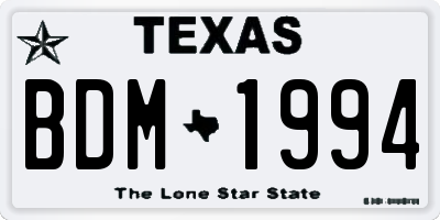 TX license plate BDM1994