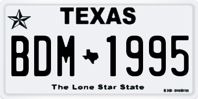 TX license plate BDM1995