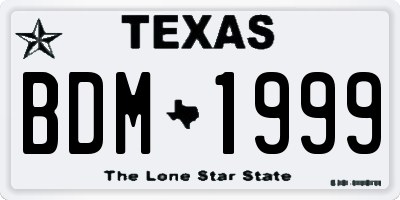 TX license plate BDM1999