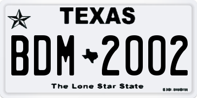 TX license plate BDM2002
