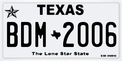 TX license plate BDM2006