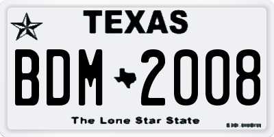 TX license plate BDM2008