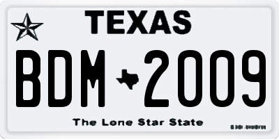 TX license plate BDM2009